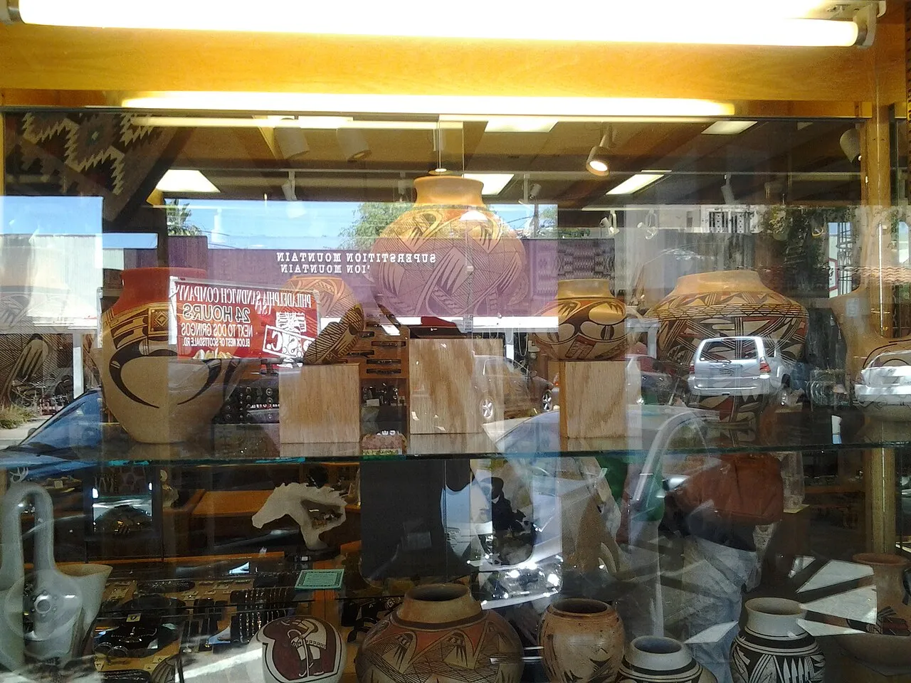 Storefronts and covered walkways in Old Town Scottsdale, Arizona