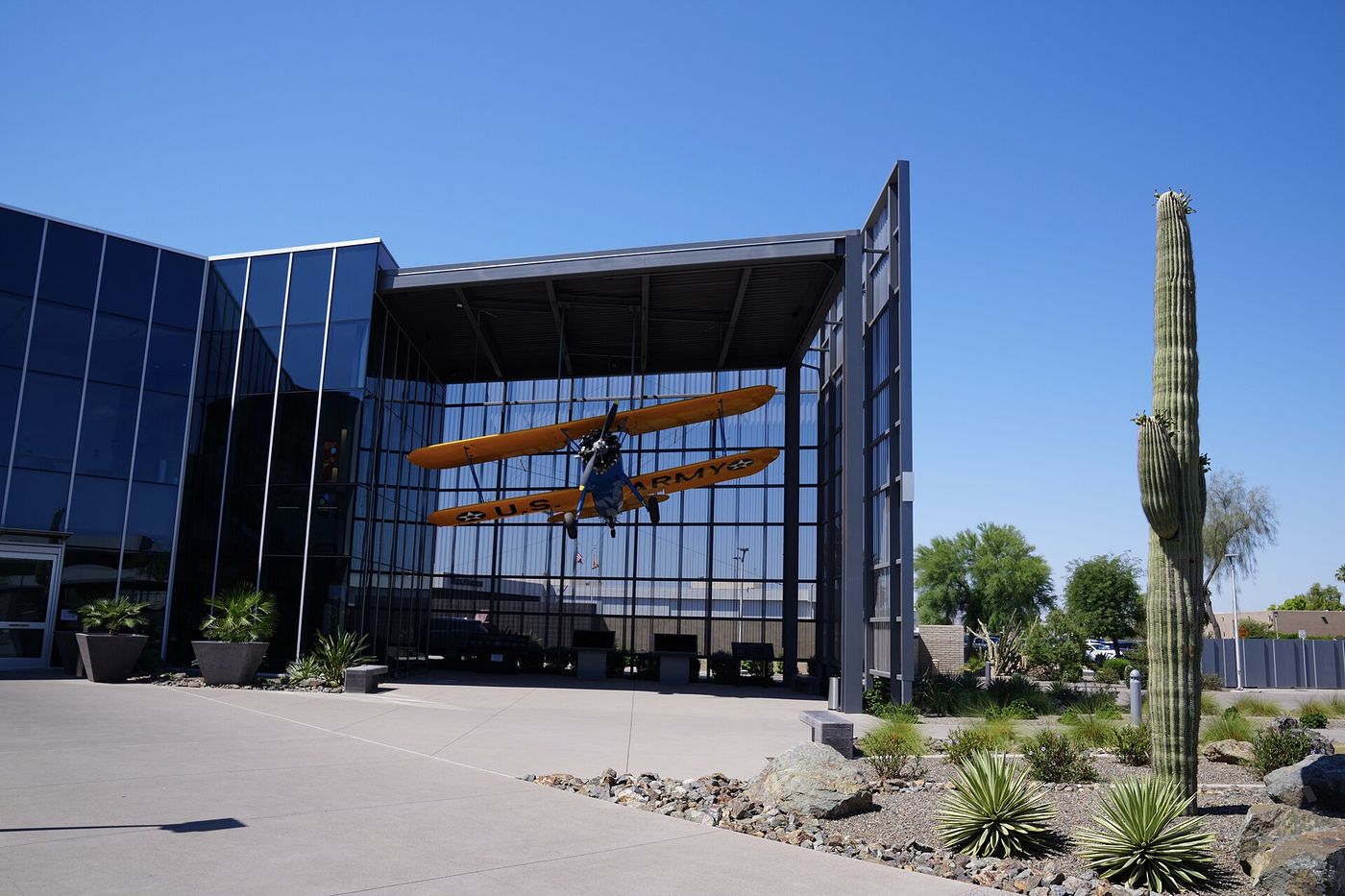 A restored Stearman PT-17 biplane of the type used to train World War II pilots at Thunderbird Field II in Scottsdale