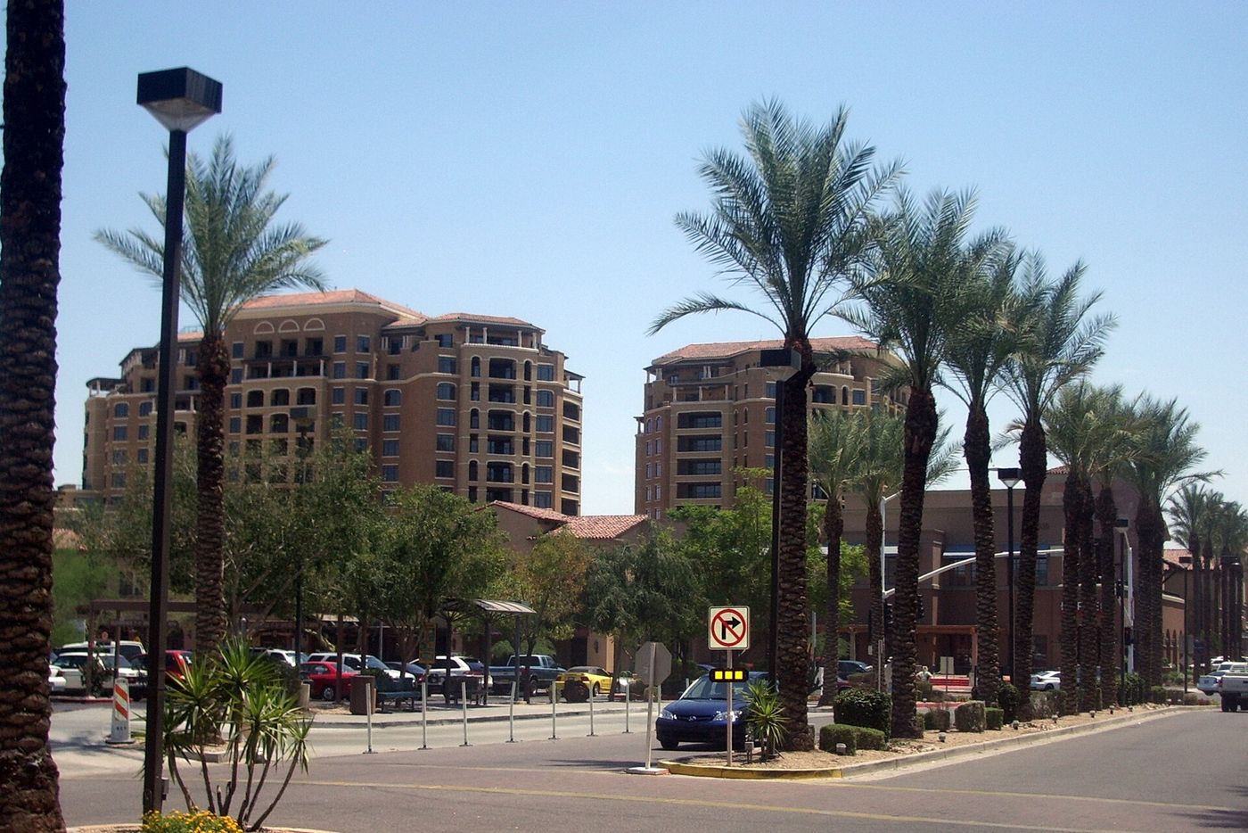 High-rise condominium towers of the Scottsdale Waterfront along the Arizona Canal